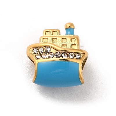Ion Plating(IP) 304 Stainless Steel Enamel European Beads STAS-G308-15G-1