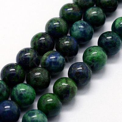 Natural Chrysocolla and Lapis Lazuli Beads Strands G-I199-37-8mm-1