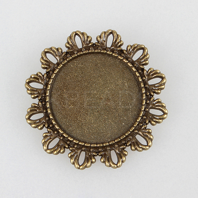 Vintage Alloy Brooch Cabochon Bezel Settings PALLOY-N0085-63AB-NF-1