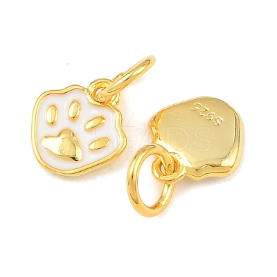 925 Sterling Silver Enamel White Paw Print Charms STER-A049-05G-1
