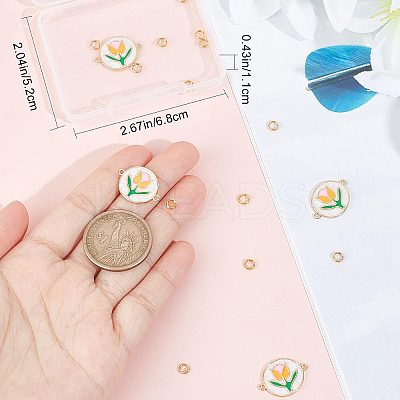 6Pcs Brass Colorful Enamel Connector Charms FIND-CN0001-24-1