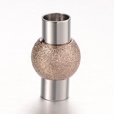 Textured 304 Stainless Steel Column Magnetic Clasps with Glue-in Ends STAS-I045-11-1