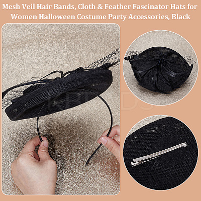 Mesh Veil Hair Bands OHAR-WH0011-63B-1