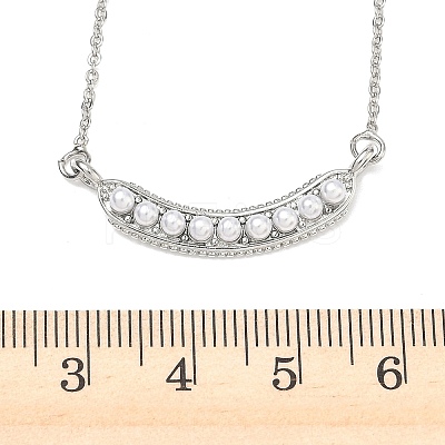 Brass with ABS Plastic Imitation Pearl Pea Pod Pendant Necklaces NJEW-P347-01P-1