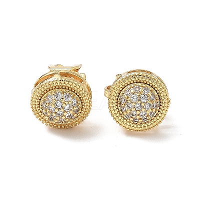 Brass Micro Pave Clear Cubic Zirconia Clip-on Earrings EJEW-A132-02B-G-1