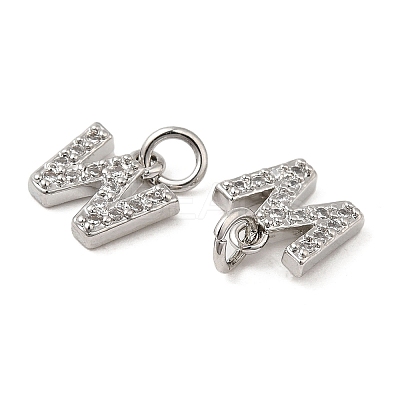 Brass Micro Pave Grade AAA Cubic Zirconia Charms ZIRC-P067-11P-W-NR-1
