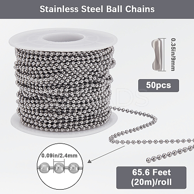 201 Stainless Steel Ball Chains Bracelet Necklace Making Kit DIY-SP0001-09C-1