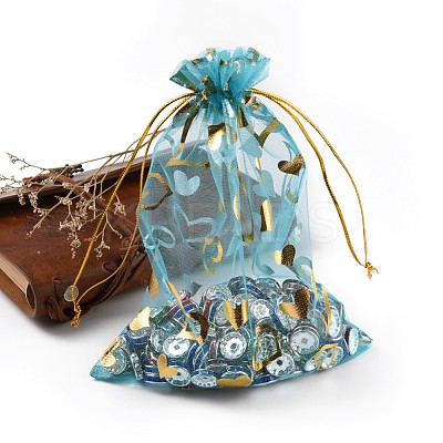 Heart Printed Organza Bags OP-X0001-06-1