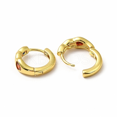 Colorful Rhombus & Heart Cubic Zirconia Hoop Earrings EJEW-H093-08G-1