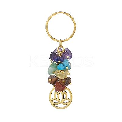 Chakra Natural Gemstone Chip Pendant Keychain KEYC-JKC00414-04-1
