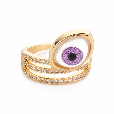 Brass Micro Pave Cubic Zirconia Wide Band Rings RJEW-S045-127-NR-1