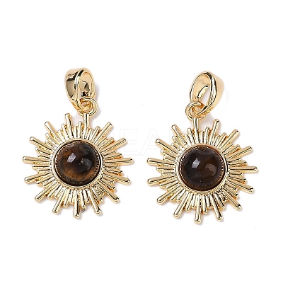 Natural Tiger Eye Pendants KK-Q030-21B-G-1