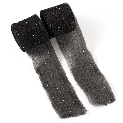 2Rolls Polyester Hot-fix Rhinestone Raw Edges Ribbon OCOR-TA0003-95I-1