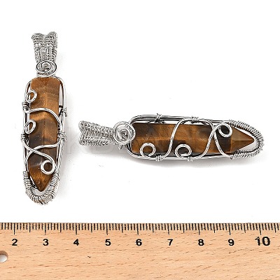 Natural Tiger Eye Pendants G-K338-28P-04-1