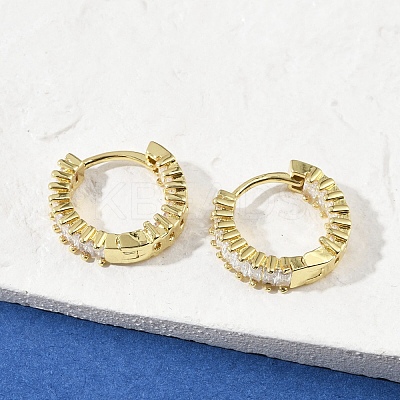 Brass Micro Pave Cubic Zirconia Hoop Earrings EJEW-M082-11G-1