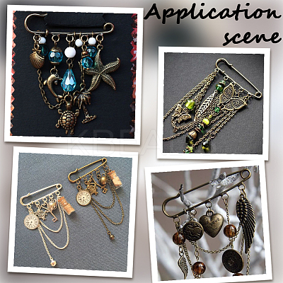 30Pcs Iron Brooch Findings  FIND-SC0020-46AB-1