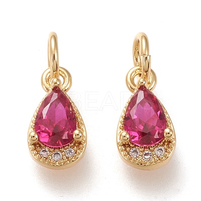 Brass Micro Pave Clear Cubic Zirconia Charms KK-F820-15A-G-1