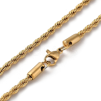 PVD Vacuum Plating 304 Stainless Steel Rope Chain Necklaces NJEW-H019-02G-1