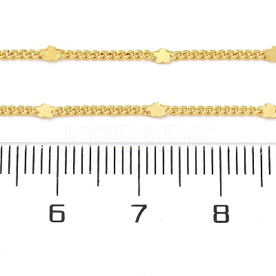 Brass Curb Chains with Star Necklace for Women NJEW-P265-11G-1