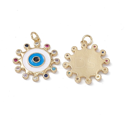Brass Colorful Cubic Zirconia Pendants KK-E068-VA207-2-1