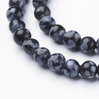 Natural Snowflake Obsidian Beads Strands X-GSR4mmC009-1