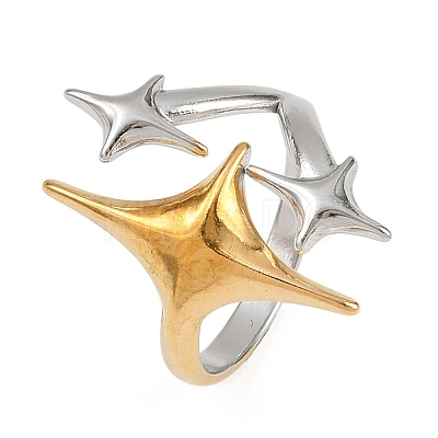 Adjustable 304 Stainless Steel Cuff Rings for Women RJEW-B135-01GP-11-1
