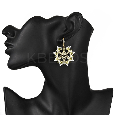 Snowflake 304 Stainless Steel Leverback Earrings EJEW-MZ00496-01-1