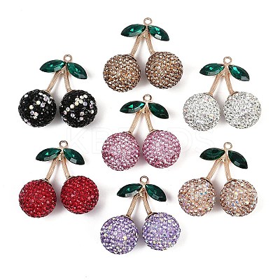 Alloy Clay Rhinestone Pendants RB-P038-01G-1