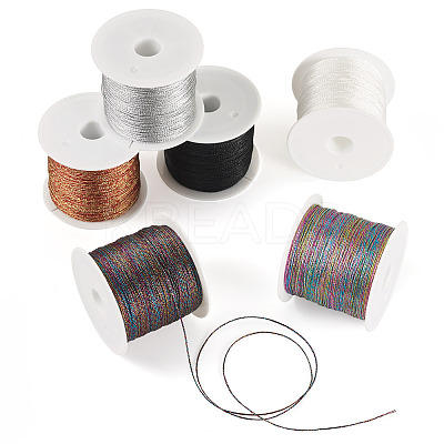 6 Rolls 6 Colors 6-Ply Polyester Metallic Thread OCOR-TA0003-11A-1