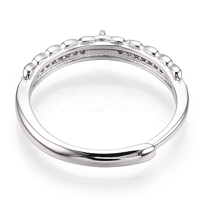 925 Sterling Silver Micro Pave Cubic Zirconia Adjustable Ring Settings STER-T007-01P-1