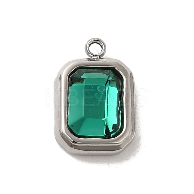 304 Stainless Steel Glass Pendants STAS-L022-062P-04-1