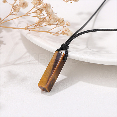 Natural Tiger Eye Cuboid Pendant Necklaces FS-WG7338A-07-1
