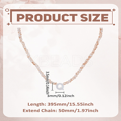 1Pc Glass Rondelle Beaded Necklaces NJEW-LP0007-23Q-1