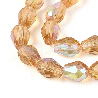 Transparent Electroplate Glass Beads Strands EGLA-N023-6x8mm-A05-1