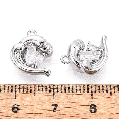 Brass Micro Pave Clear Cubic Zirconia Charms KK-N267-18P-1