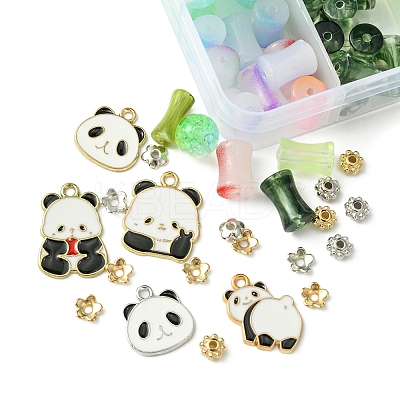 DIY Bamboo & Panda Acrylic & Alloy Enamel Bracelets Jewelry Making Kits DIY-FS0007-48-1