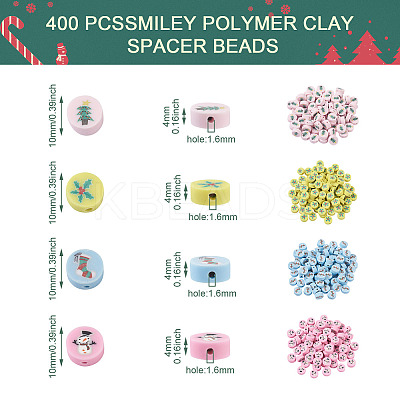400Pcs 4 Colors Handmade Polymer Clay Beads CLAY-FW0001-02-1