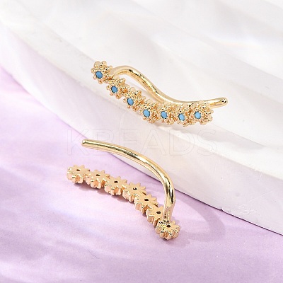 Brass Micro Pave Cubic Zirconia Stud Crawler Earrings KK-CBAA351-18G-02-1