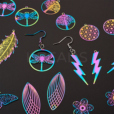 DIY 9 Shapes Colorful Filigree Joiners Stainless Steel Earring Making Kits DIY-BT0001-16MC-1
