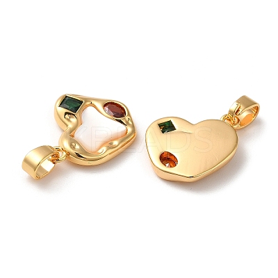 Brass Micro Pave Cubic Zirconia Pendants KK-P239-11G-1