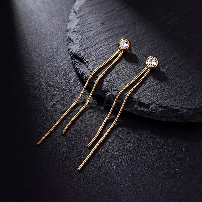 304 Stainless Steel Cubic Zirconia Tassel Earrings WGD0BF9-01-1