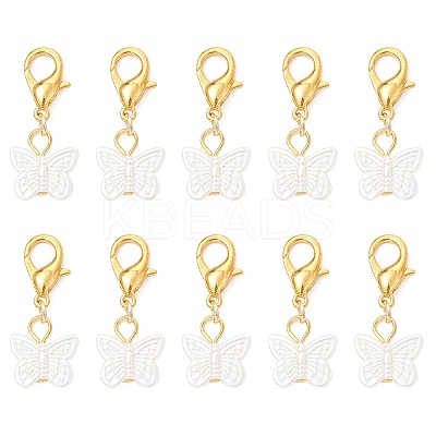 10Pcs Acrylic Butterfly Pendant Decorations HJEW-MZ00330-S-1