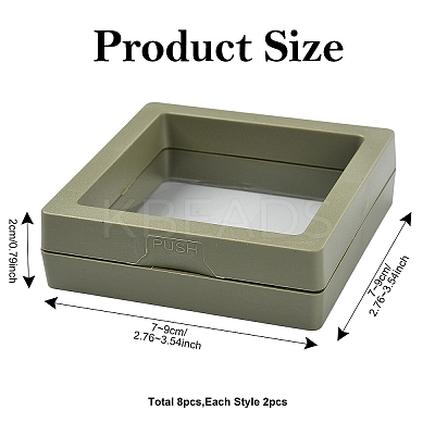 8Pcs 4 Styles Square Transparent PE Thin Film Suspension Jewelry Display Box CON-YW0001-98-1