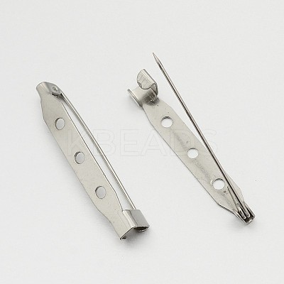 Iron Brooch Pin Back Safety Catch Bar Pins with 3-Hole IFIN-N3292-03-1