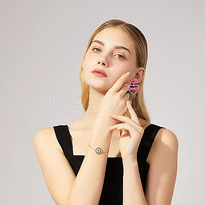 4 Pairs 4 Colors Heart with Word Kiss Me Acrylic Dangle Stud Earrings EJEW-FI0002-34-1