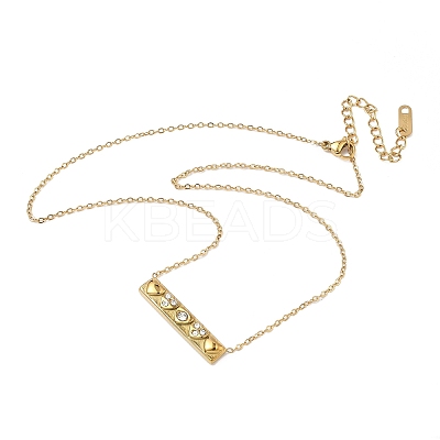 304 Stainless Steel Rhinestone Pendant Necklaces for Women NJEW-B150-01G-01-1