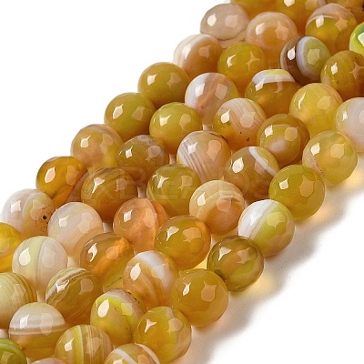Natural Striped Agate/Banded Agate Beads Strands G-A246-12mm-15-1