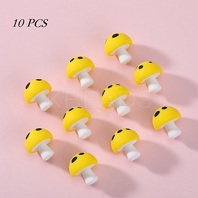 10Pcs Mushroom Silicone Focal Beads JX901J-01-1