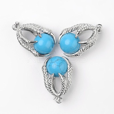 Eagle Claw Alloy Synthetic Turquoise Pendants G-L455-A16-1
