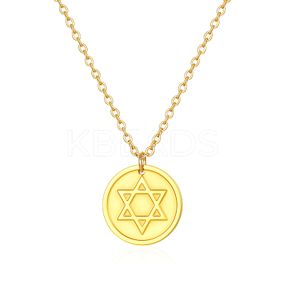 Stylish 304 Stainless Steel Star of David Pendant Necklace for Women's Daily Wear LS-NW9851-1-1